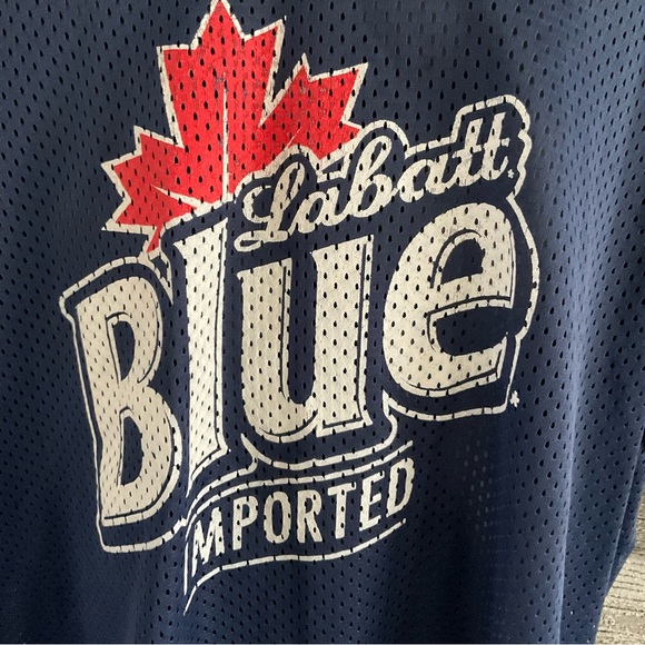 VINTAGE Labatt Blue Beer Jersey Adult XL Navy Blue Football Jersey Mens (C1) - Picture 2 of 4